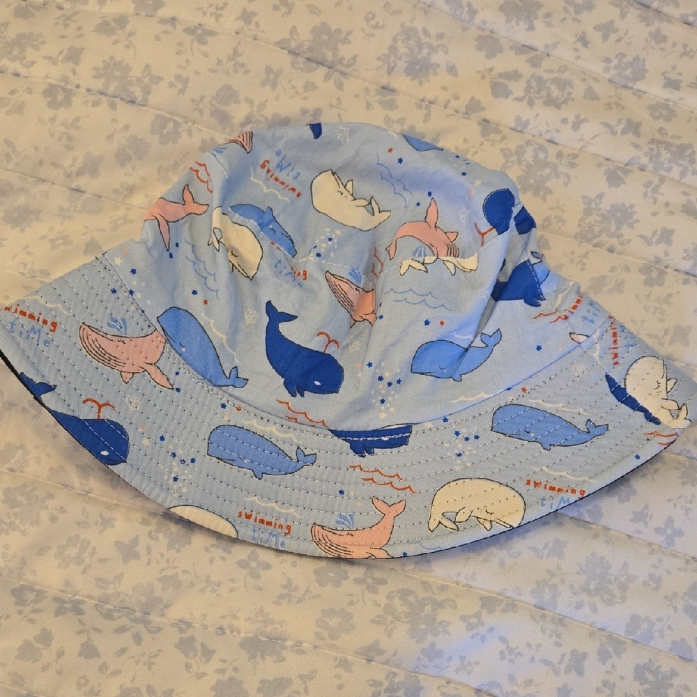 Toddler Whale Print Bucket Hat - Light Blue